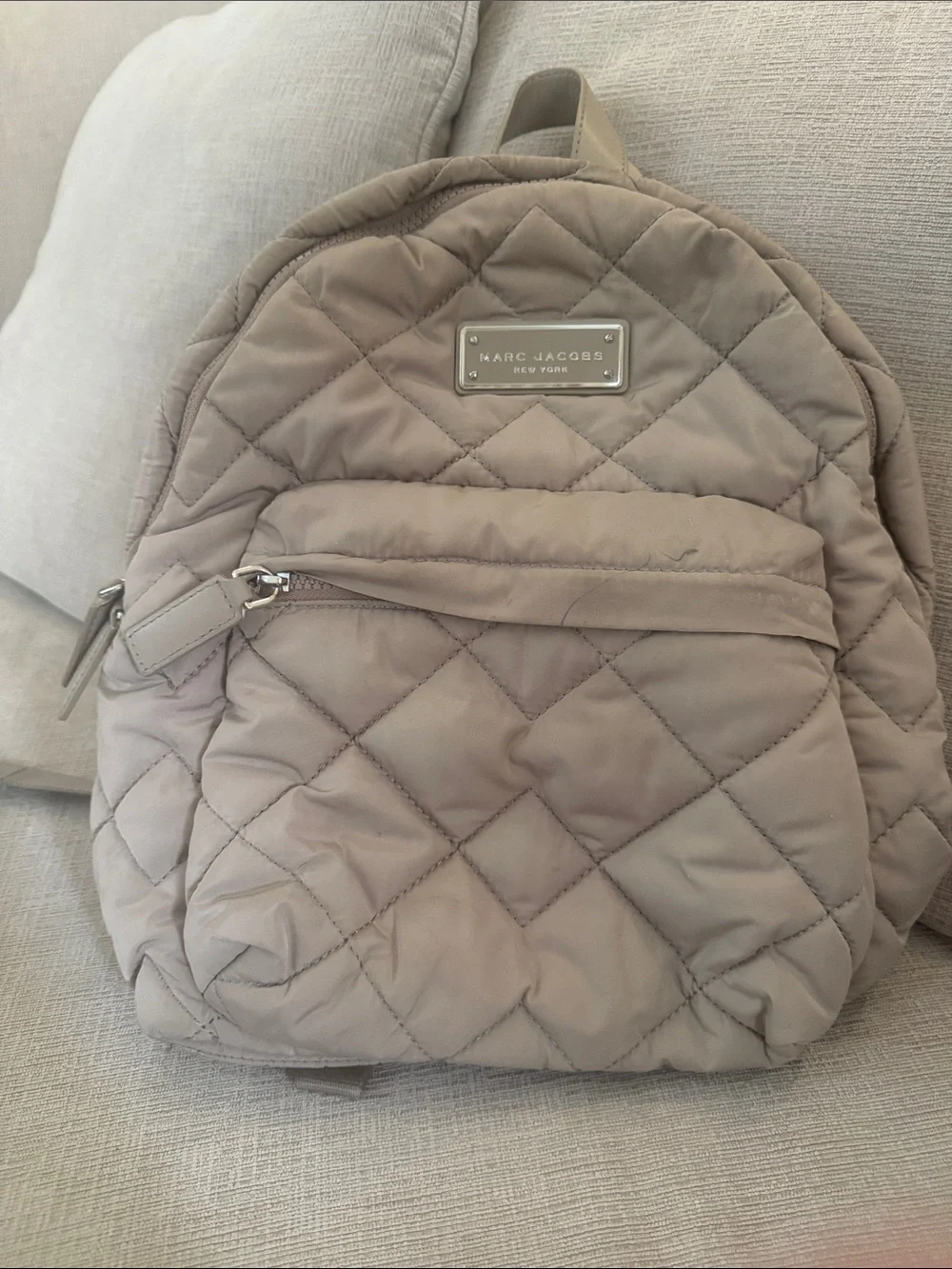 Marc Jacobs Quilted Taupe Nylon Backpack- excellent condition